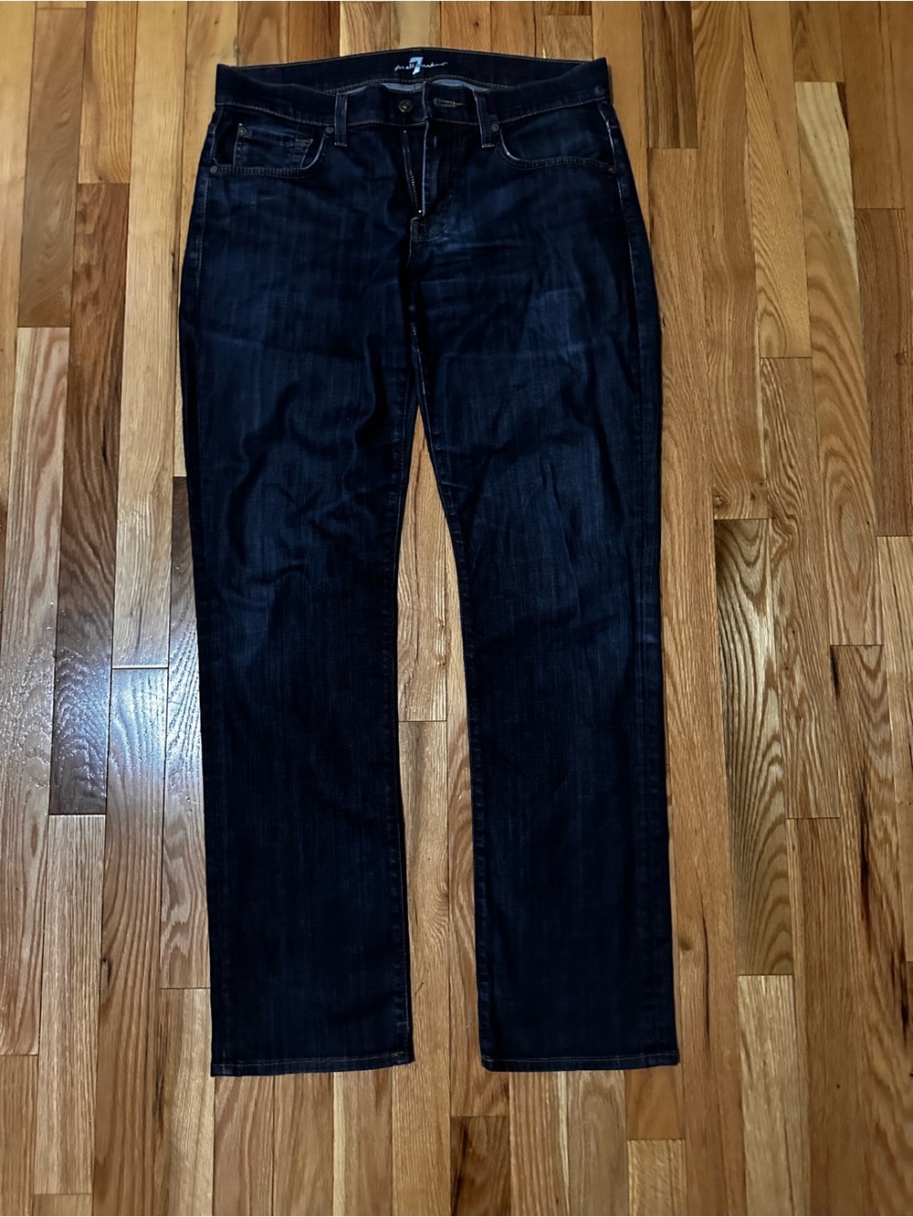 7 For All Mankind Women's Dark Indigo Straight Leg Jeans